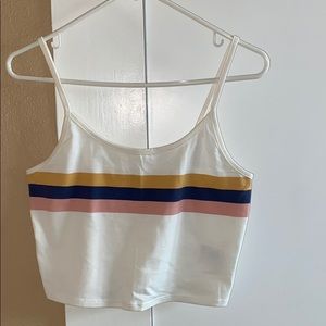 Cropped tank top with colored strips